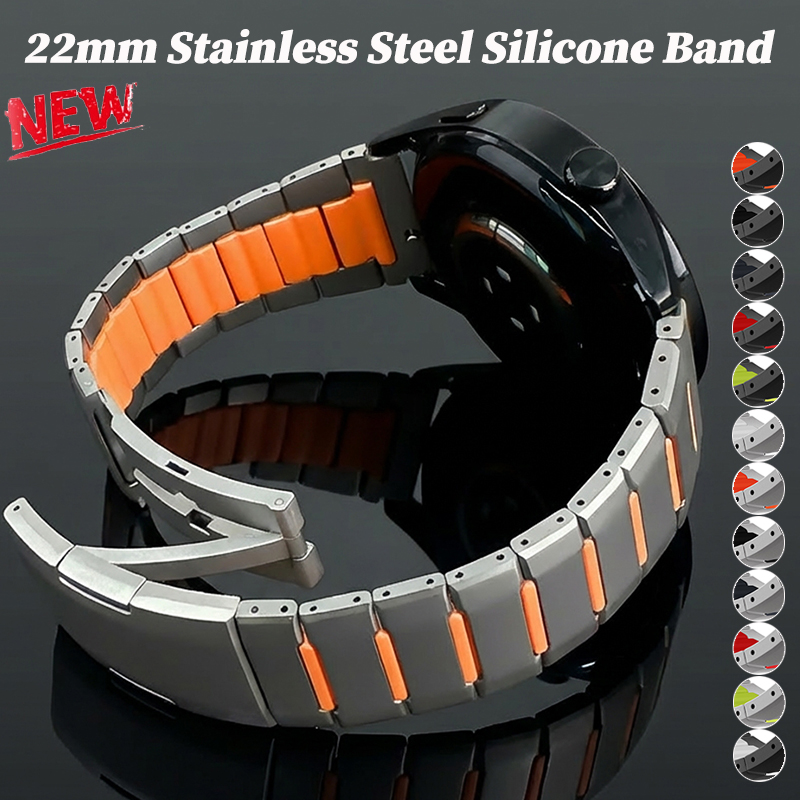 Silicone Watch Band 22Mm - 22mmステンレススチールシリコンバンド Huawei GT6-6Pro 5-5Pro Watch 5