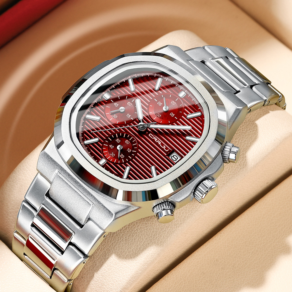 Patek Philippe Watch Nautilus - Crrju-男性用ステンレス鋼スクエアクォーツ時計、防水ビジネス時計、発光日付、高級品、2024