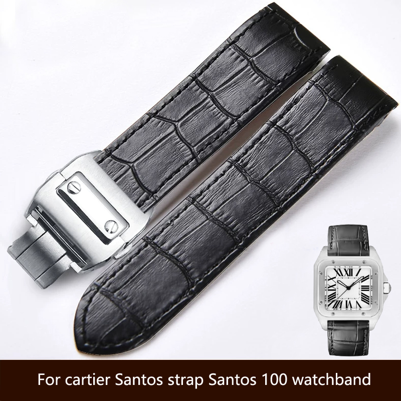高品質な本革製腕時計バンド。カルティエ サントス用、20mm - Cartier Watch Tank のレビューと価格