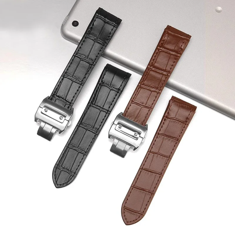 高品質な本革製腕時計バンド。カルティエ サントス用、20mm - Cartier Watch Tank のレビューと価格