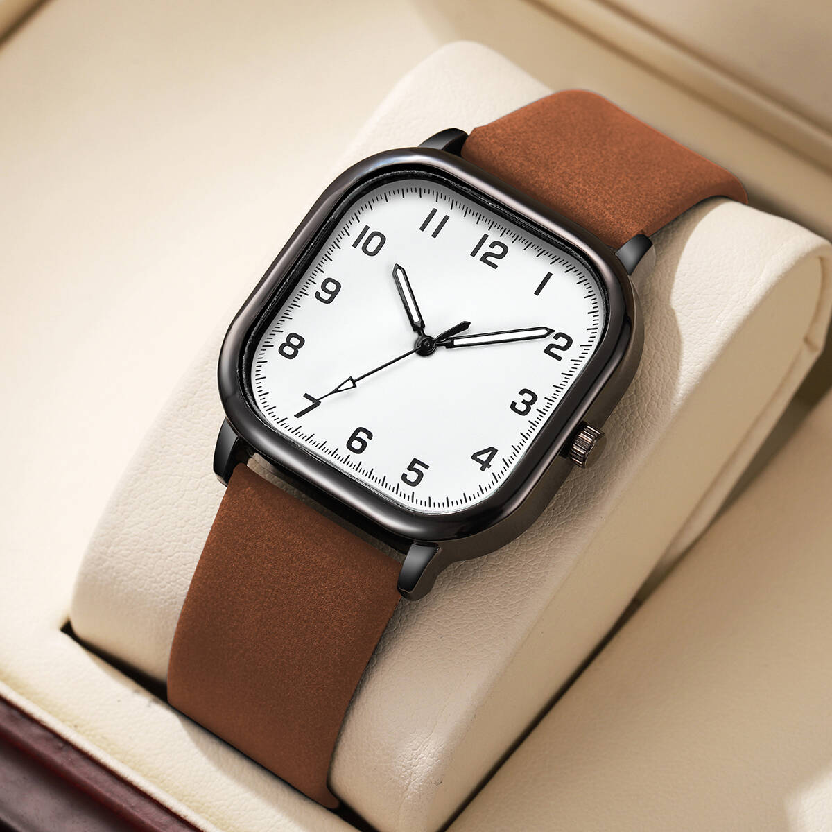 ファッションメンズビジネスウォッチシンプルスクエアアラビアク - Leather Watch Band Men のレビューと価格