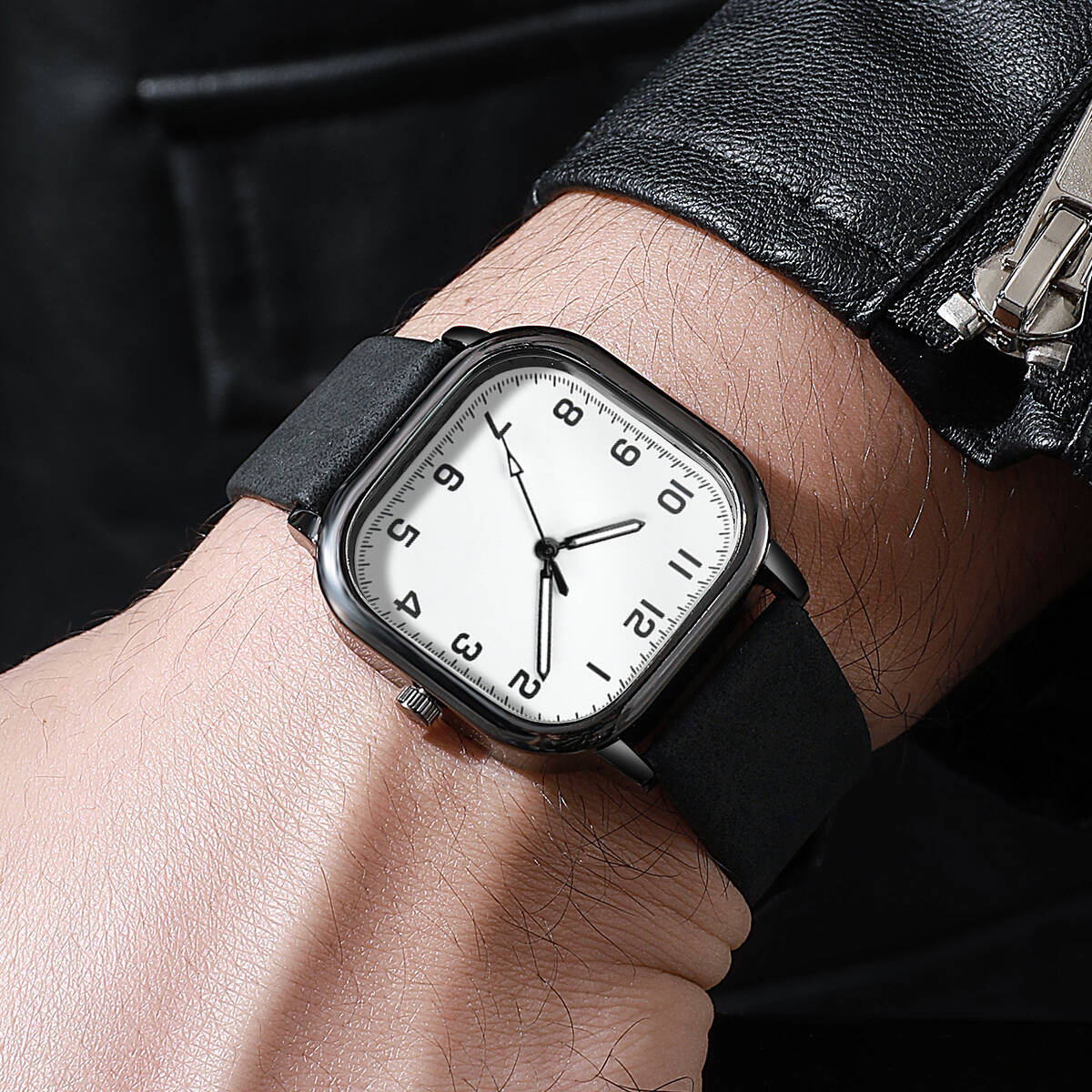ファッションメンズビジネスウォッチシンプルスクエアアラビアク - Leather Watch Band Men のレビューと価格