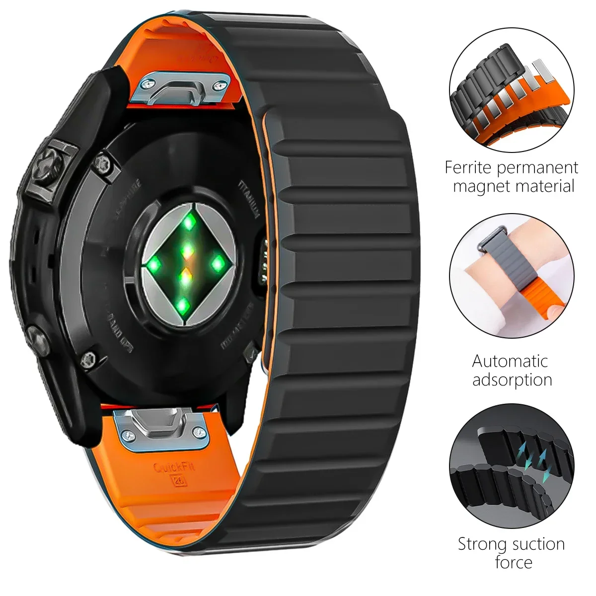 Garmin Fenix用シリコンウォッチバンド、磁気ループ - Silicone Watch Band 22Mm のレビューと価格