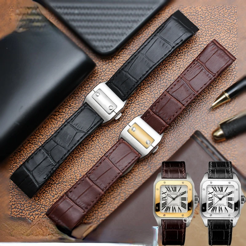 本革時計バンドカルティエサントス 100 時計バンド男性女性 - Cartier Watch Tank のレビューと価格