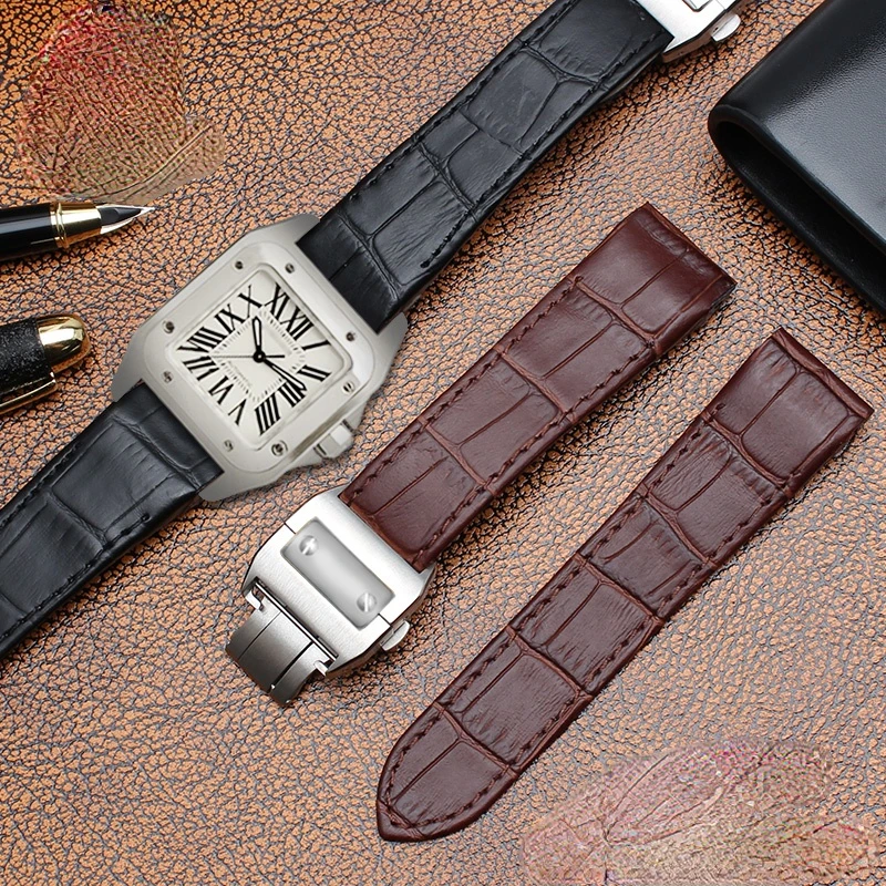 本革時計バンドカルティエサントス 100 時計バンド男性女性 - Cartier Watch Tank のレビューと価格
