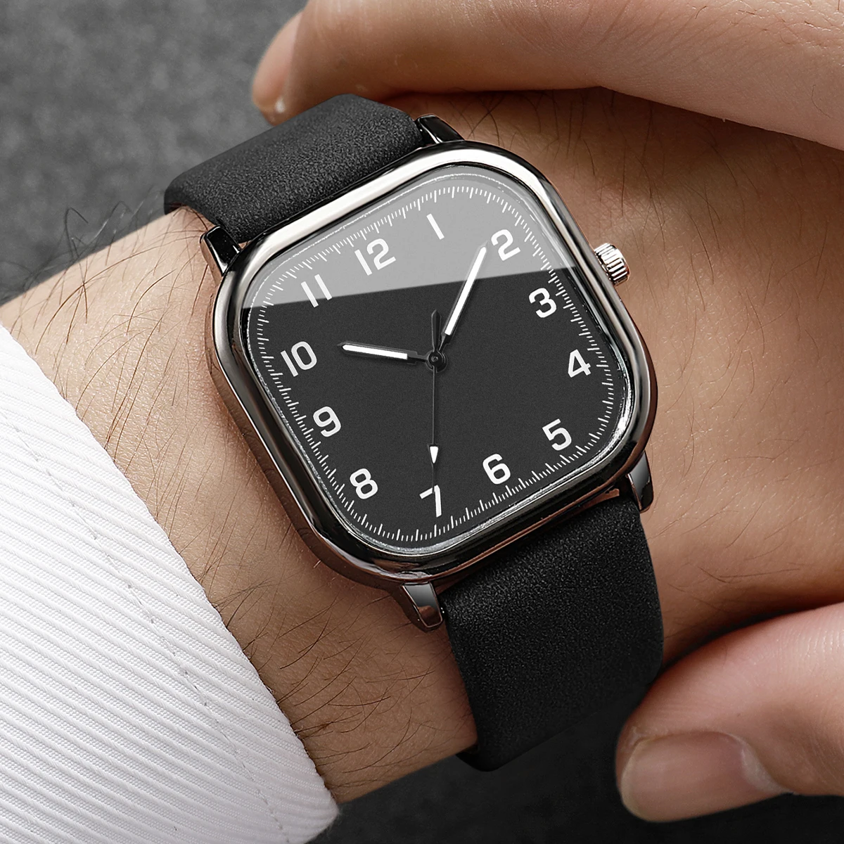 3本セット、スタイリッシュなスクエア型アラビア文字のメンズビ - Leather Watch Band Men のレビューと価格