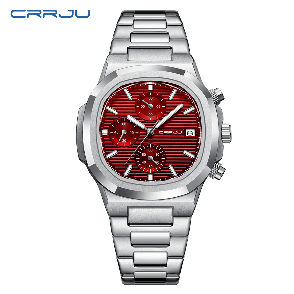 Crrju-男性用ステンレス鋼スクエアクォーツ時計、防水ビジ - Patek Philippe Watch Nautilus のレビューと価格