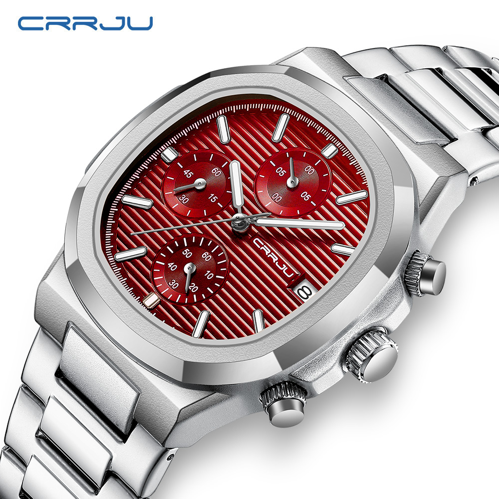 Crrju-男性用ステンレス鋼スクエアクォーツ時計、防水ビジ - Patek Philippe Watch Nautilus のレビューと価格