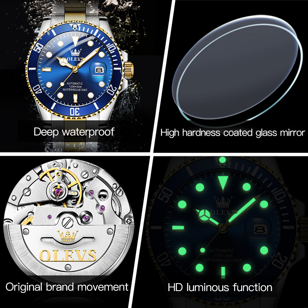 OLEVS 6650 メンズ腕時計クラシックオリジナル自動機 - Rolex Watch Submariner のレビューと価格