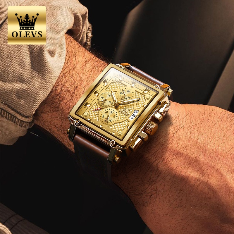 OLEVSブランド メンズ腕時計 防水 レザーストラップ ク - Leather Watch Band Men のレビューと価格