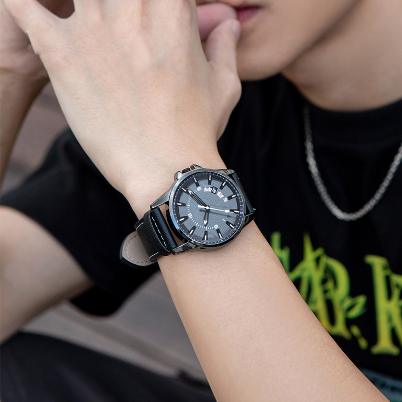 メンズ 学生用 クォーツ腕時計 30M防水 PUレザーストラ - Leather Watch Band Men のレビューと価格