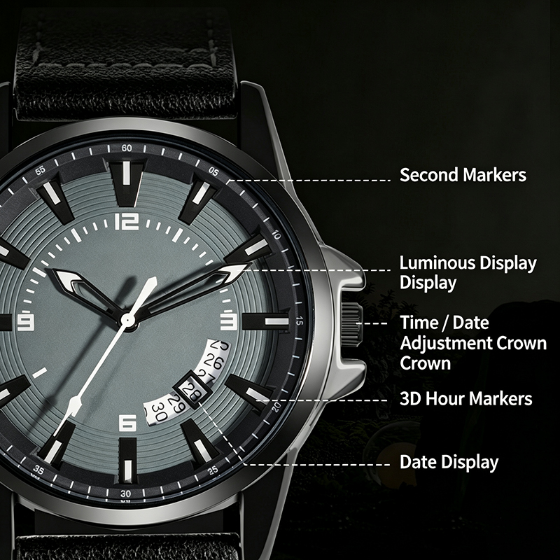 メンズ 学生用 クォーツ腕時計 30M防水 PUレザーストラ - Leather Watch Band Men のレビューと価格